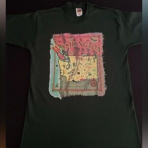 VTG 1994 Fruit of the Loom green single stitch Washington state graphic tee szL